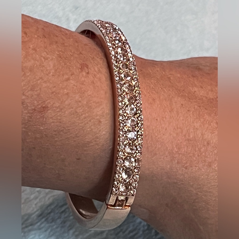 Givenchy Crystal Pave Bangle Bracelet Rose Gold Color